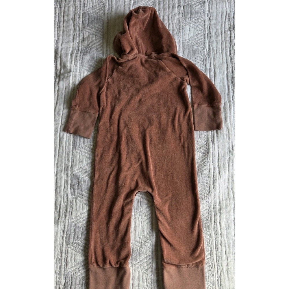 Kate Quinn Organic Cotton Hooded Romper 2T Brown Snap One‎ Piece - Picture 6 of 8